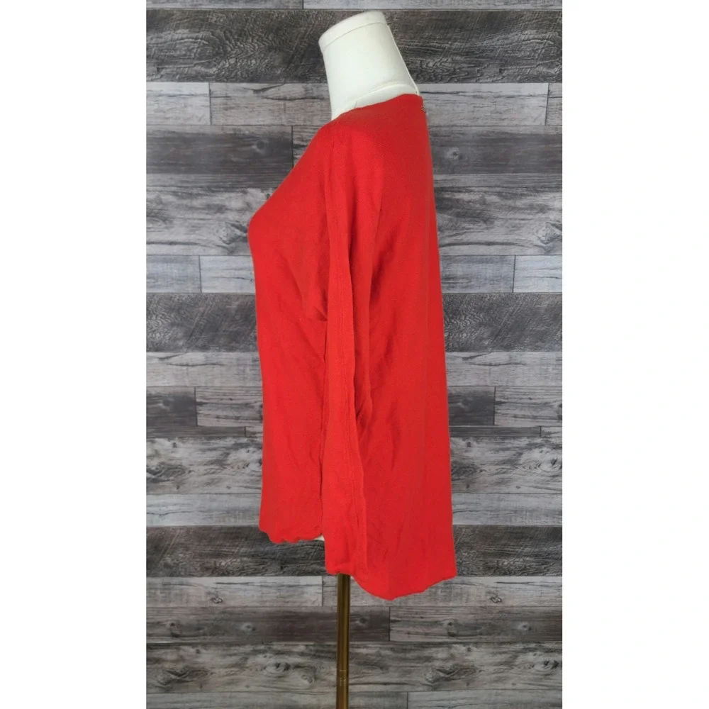 Michael Kors Womens Red Long Sleeve High Low Knit Top Size S